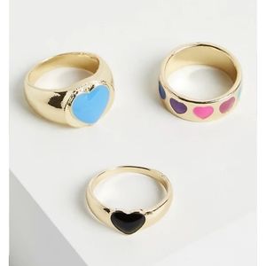 Torrid Rainbow Heart Enamel Rings